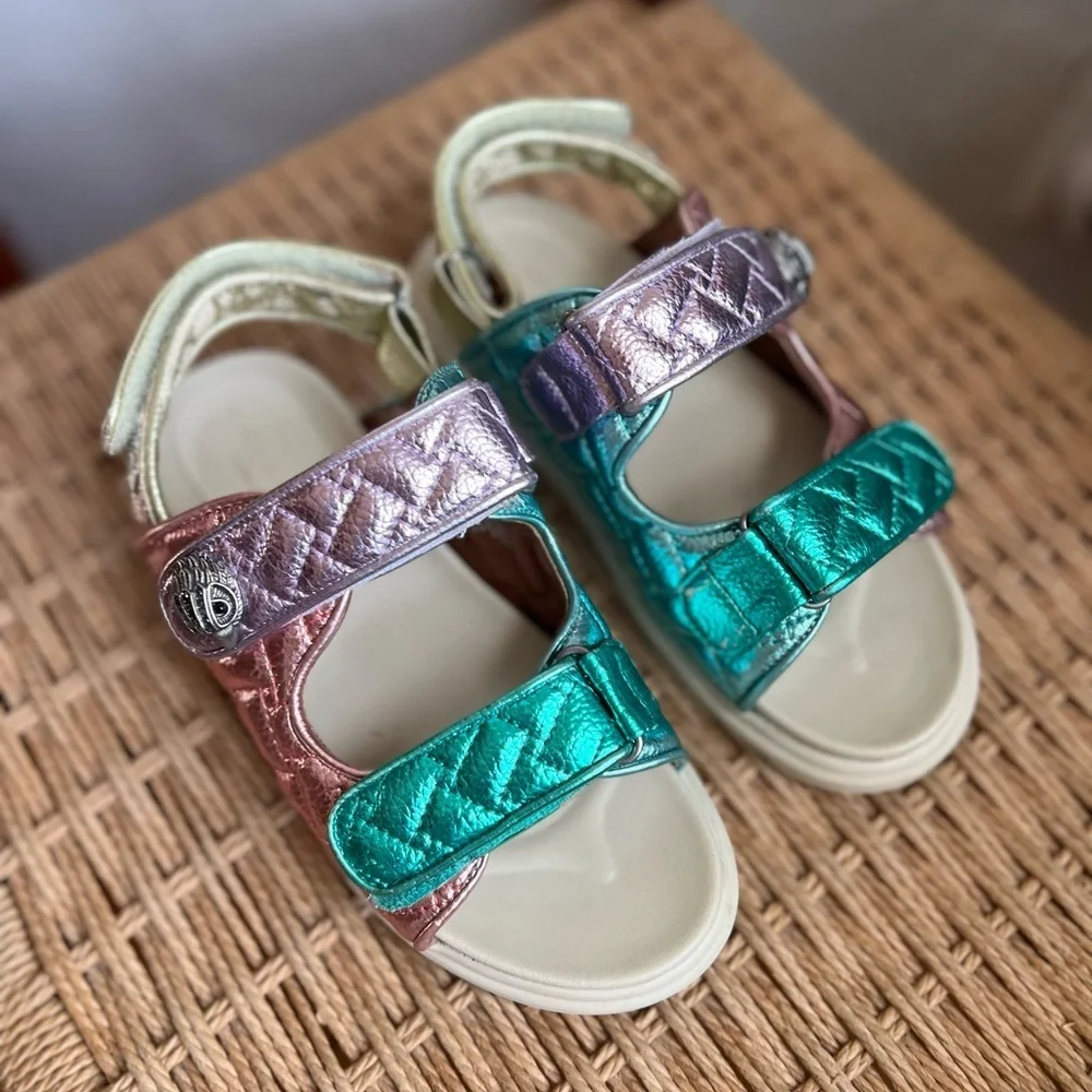 Kurt Geiger London Mini Orson Kids Metallic Platform Sandals Rainbow Size Kids 4